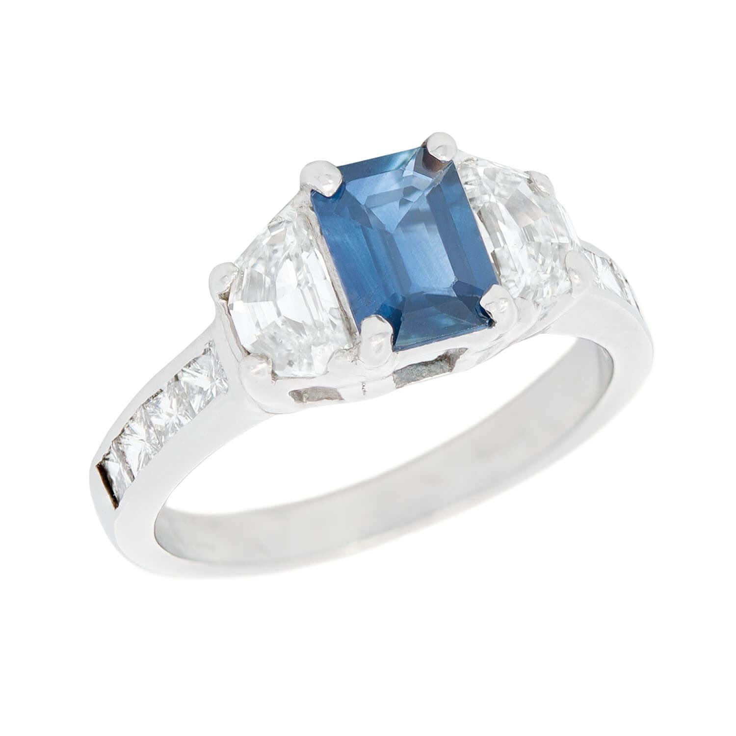 Estate 14k Sapphire and Diamond Engagement Ring