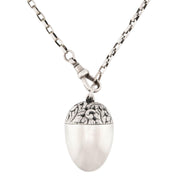 Victorian Sterling Silver Repoussé Acorn Compartment Pendant Necklace
