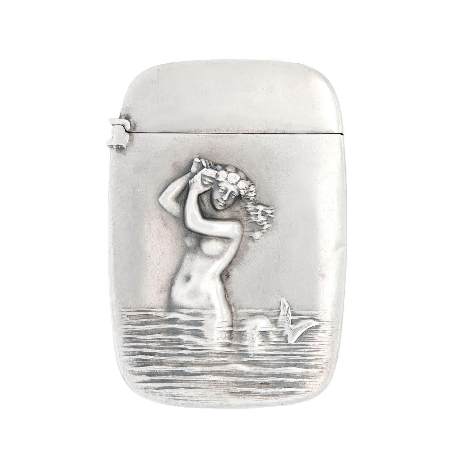 Art Nouveau Sterling Silver Mermaid Match Safe