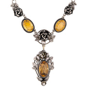 PERUZZI Art Nouveau Sterling Silver Citrine Floral Necklace