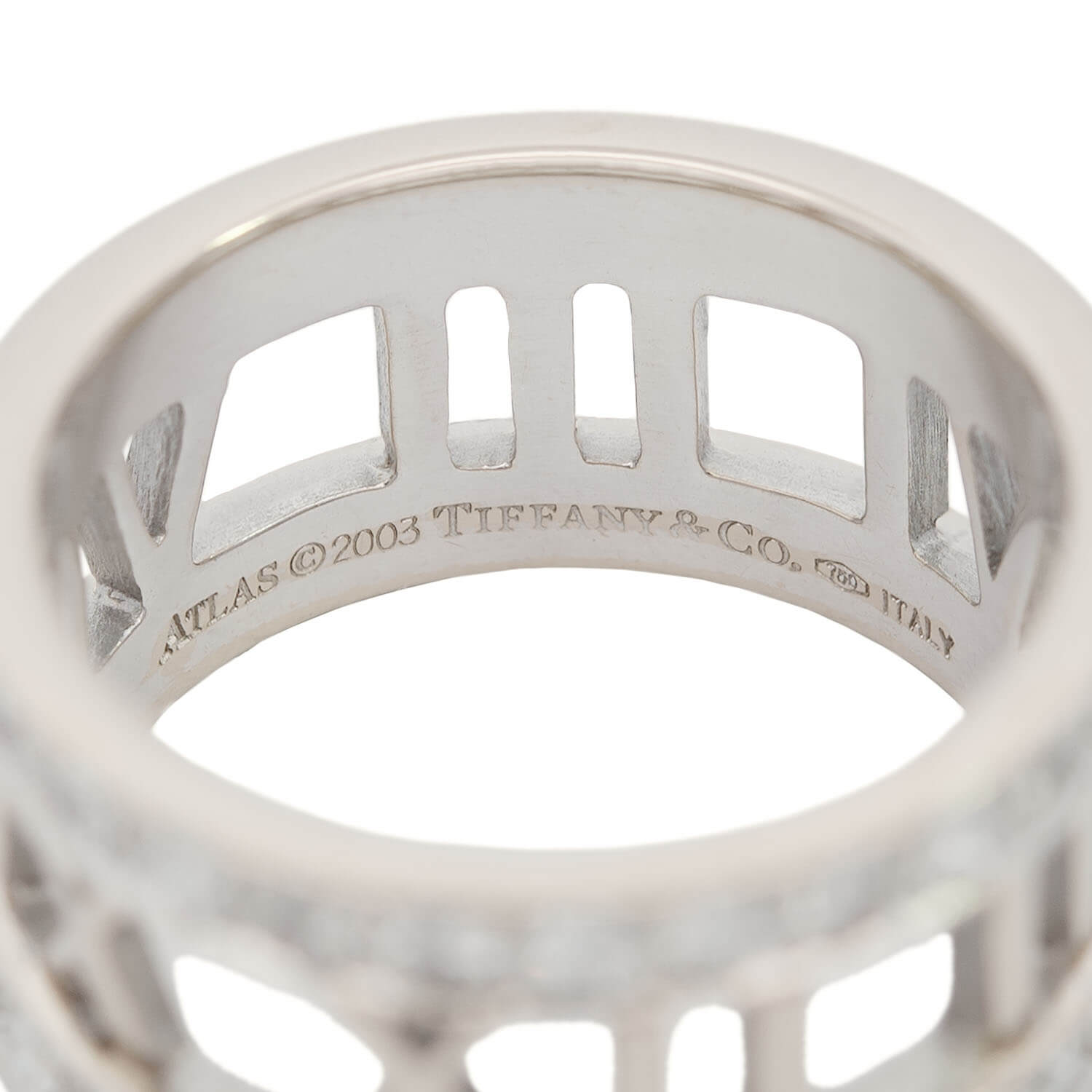 TIFFANY & CO. Estate 18k White Gold Diamond Open Atlas Ring