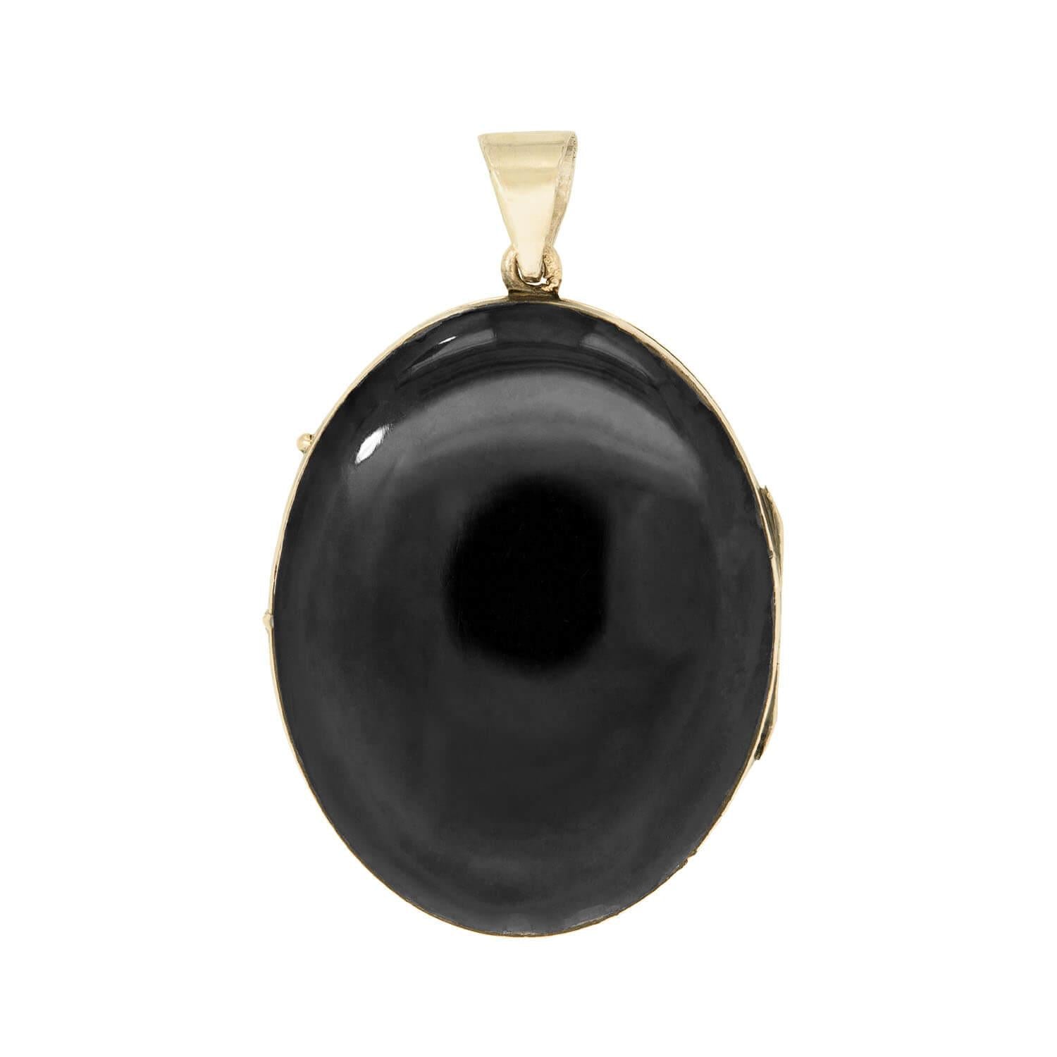 Victorian 14k Black Enamel Locket Pendant