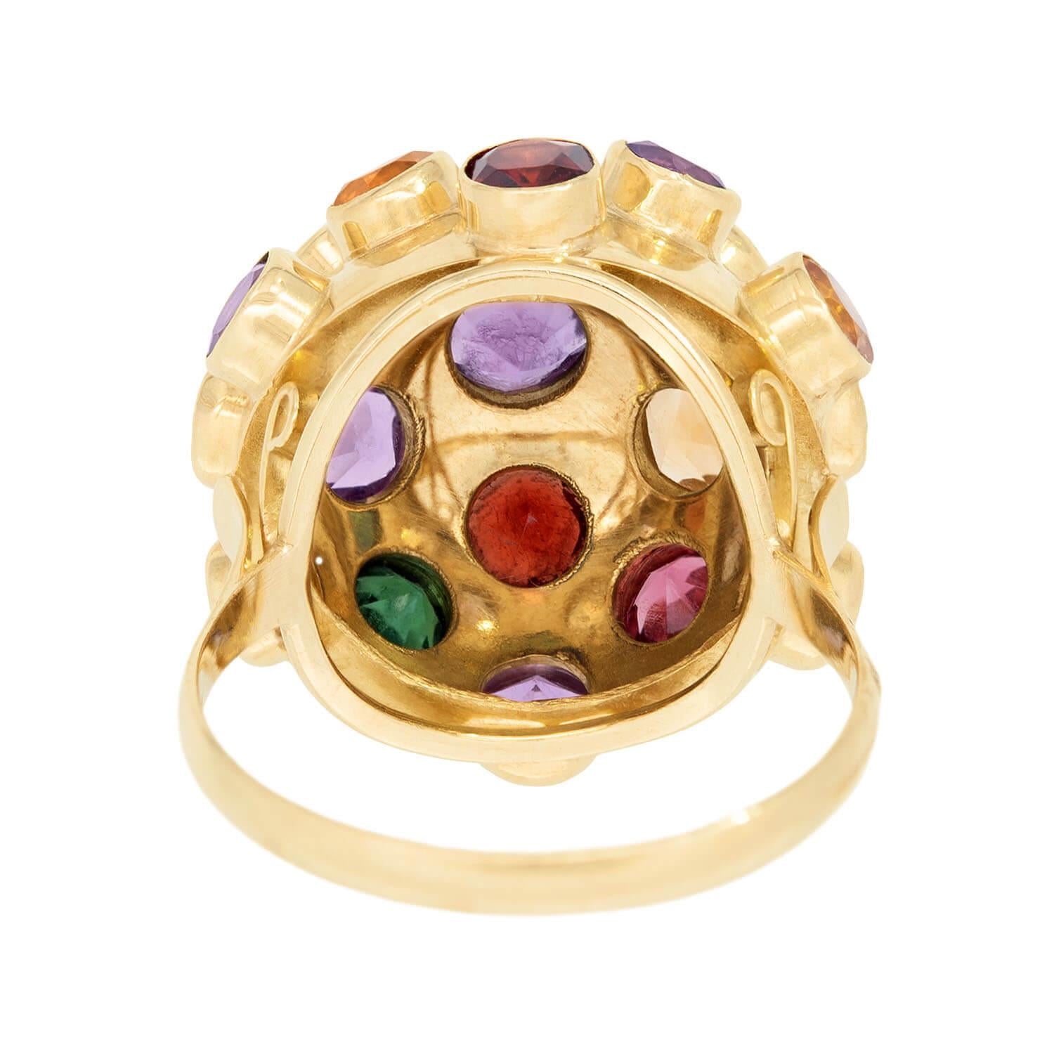 Vintage 18k Multi Stone Sputnik Ring