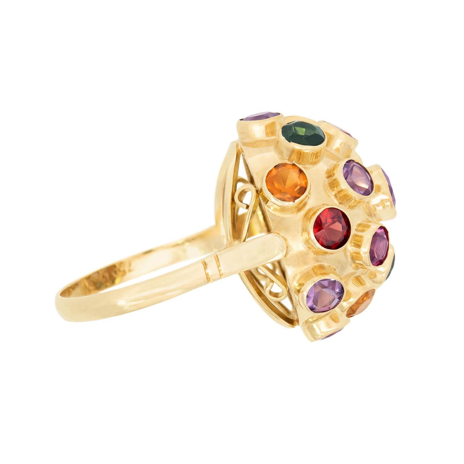 Vintage 18k Multi Stone Sputnik Ring