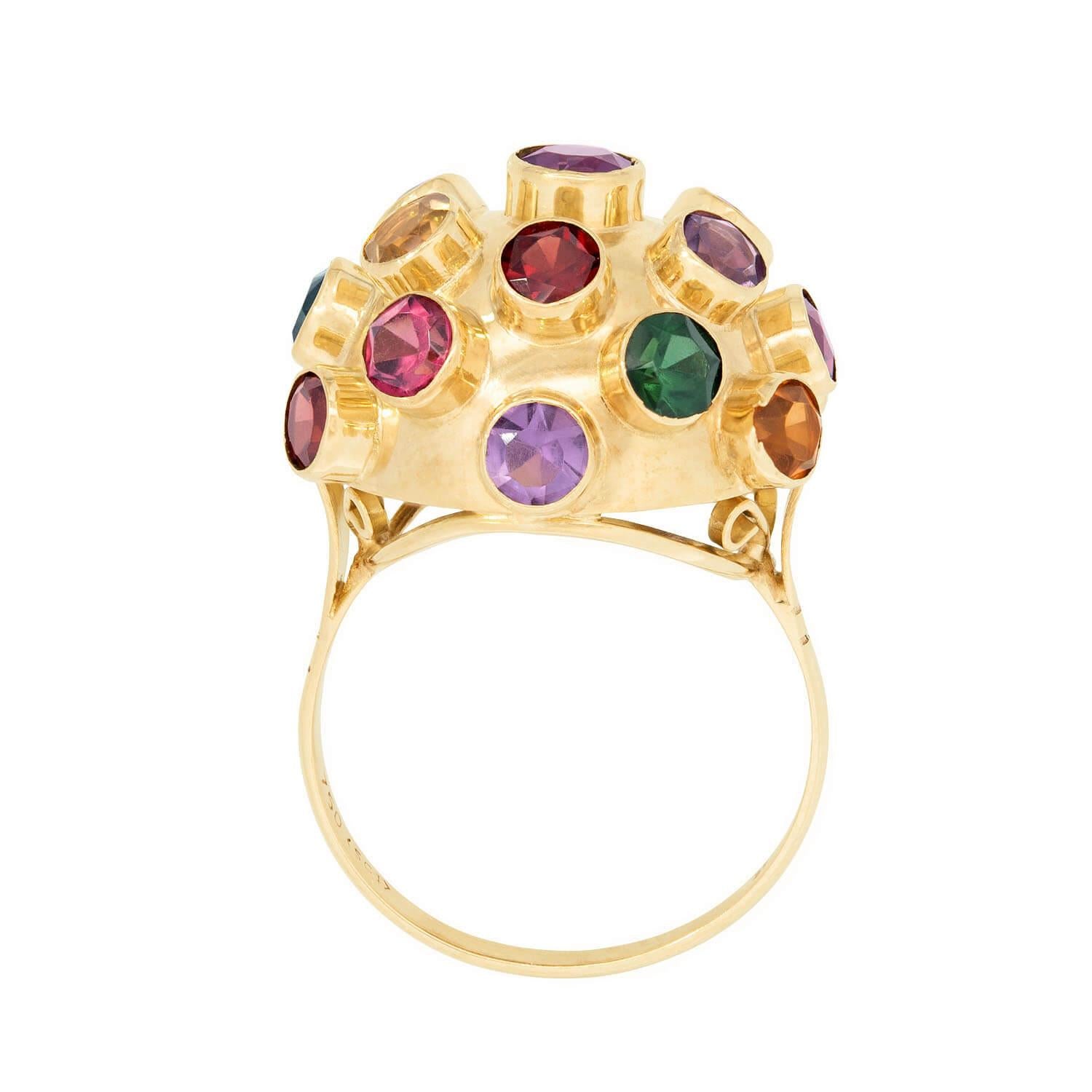 Vintage 18k Multi Stone Sputnik Ring