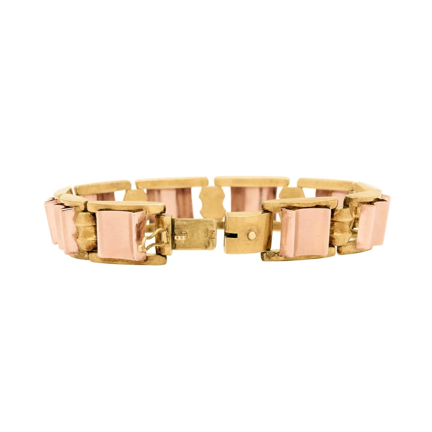 Retro Austrian 14k Mixed Metal Link Bracelet