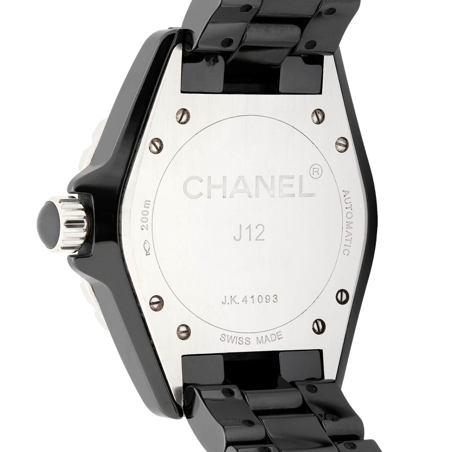 CHANEL Estate Stainless Steel Black Ceramic J12 Woman's Watch