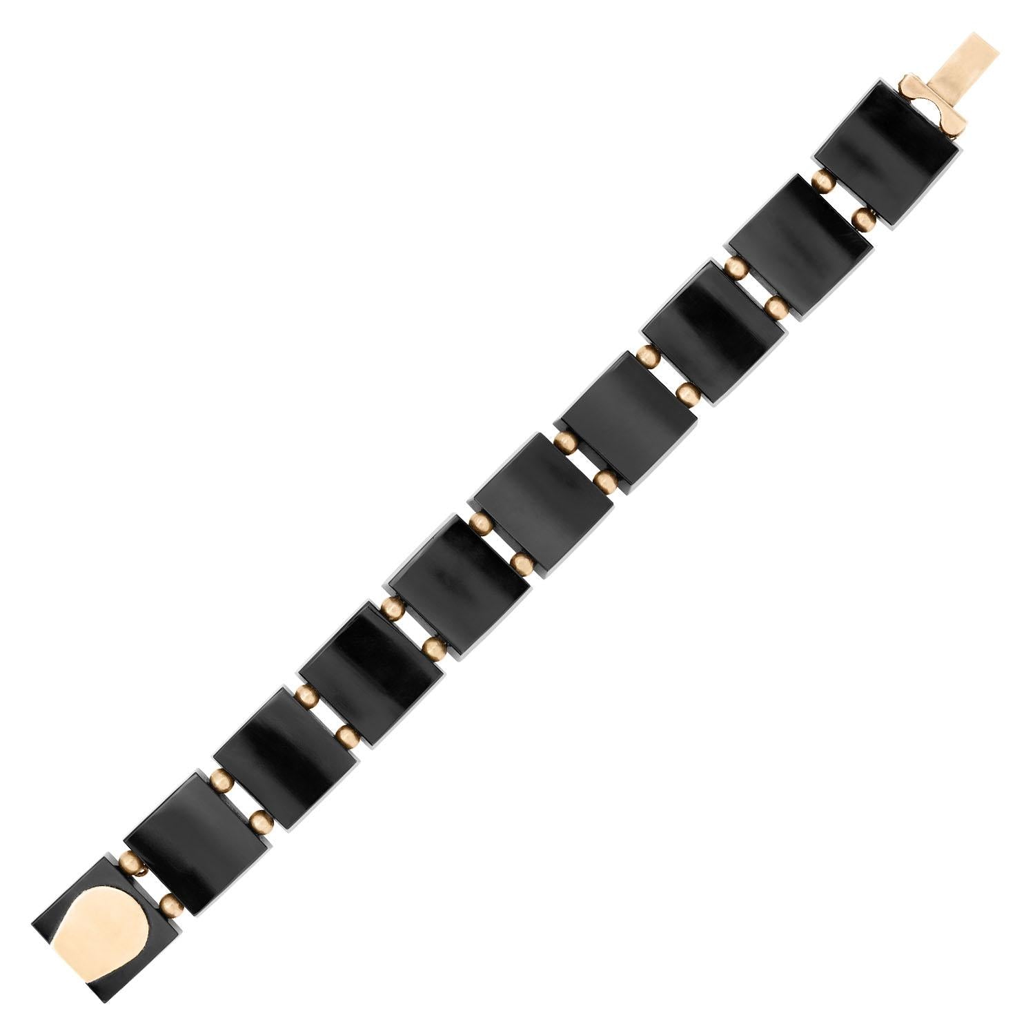 Victorian 14k Onyx Link Bracelet