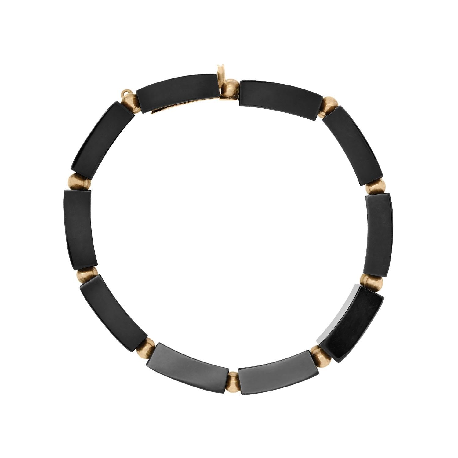 Victorian 14k Onyx Link Bracelet