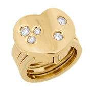 MARINA B Estate 18k Diamond Four Band Heart Ring .65ctw