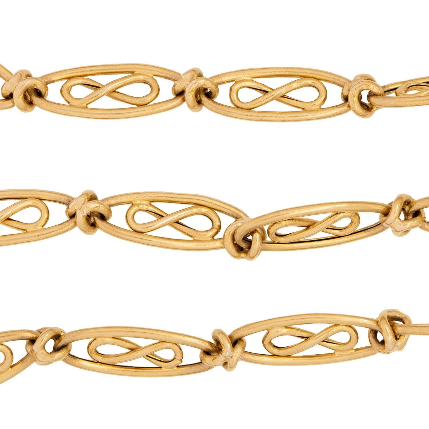 Art Nouveau French 18k Eternity Link Necklace