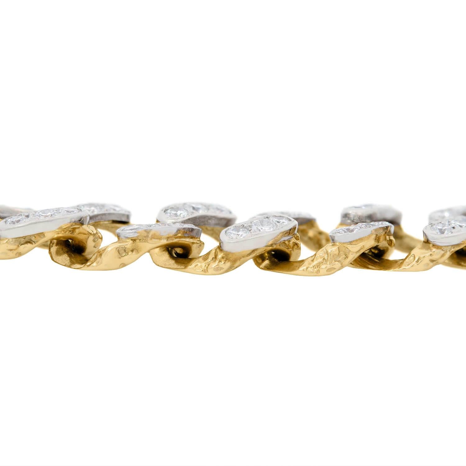 Vintage 14k and Platinum Diamond Cuban Link Bracelet