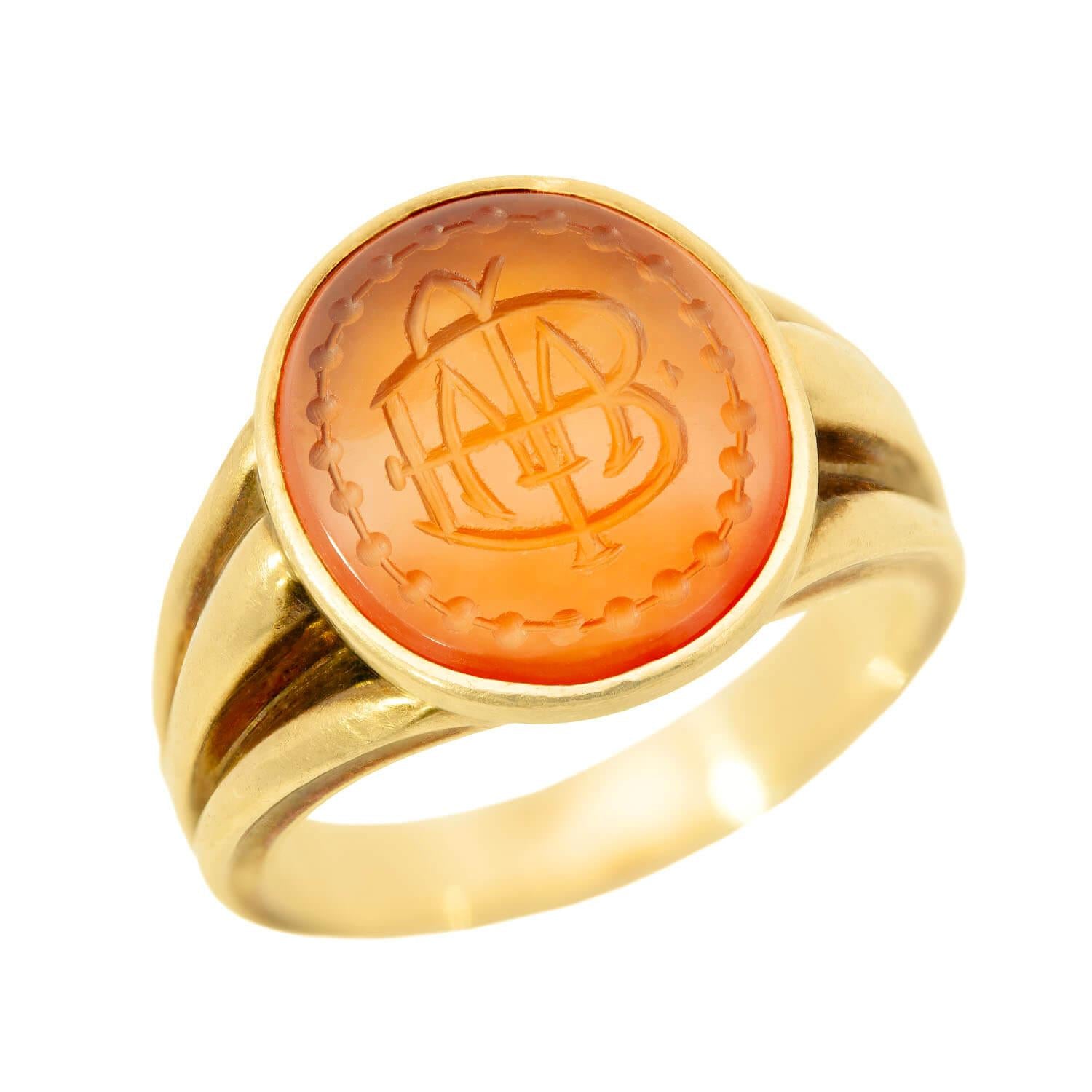 Victorian 18k Carved Carnelian Signet Ring