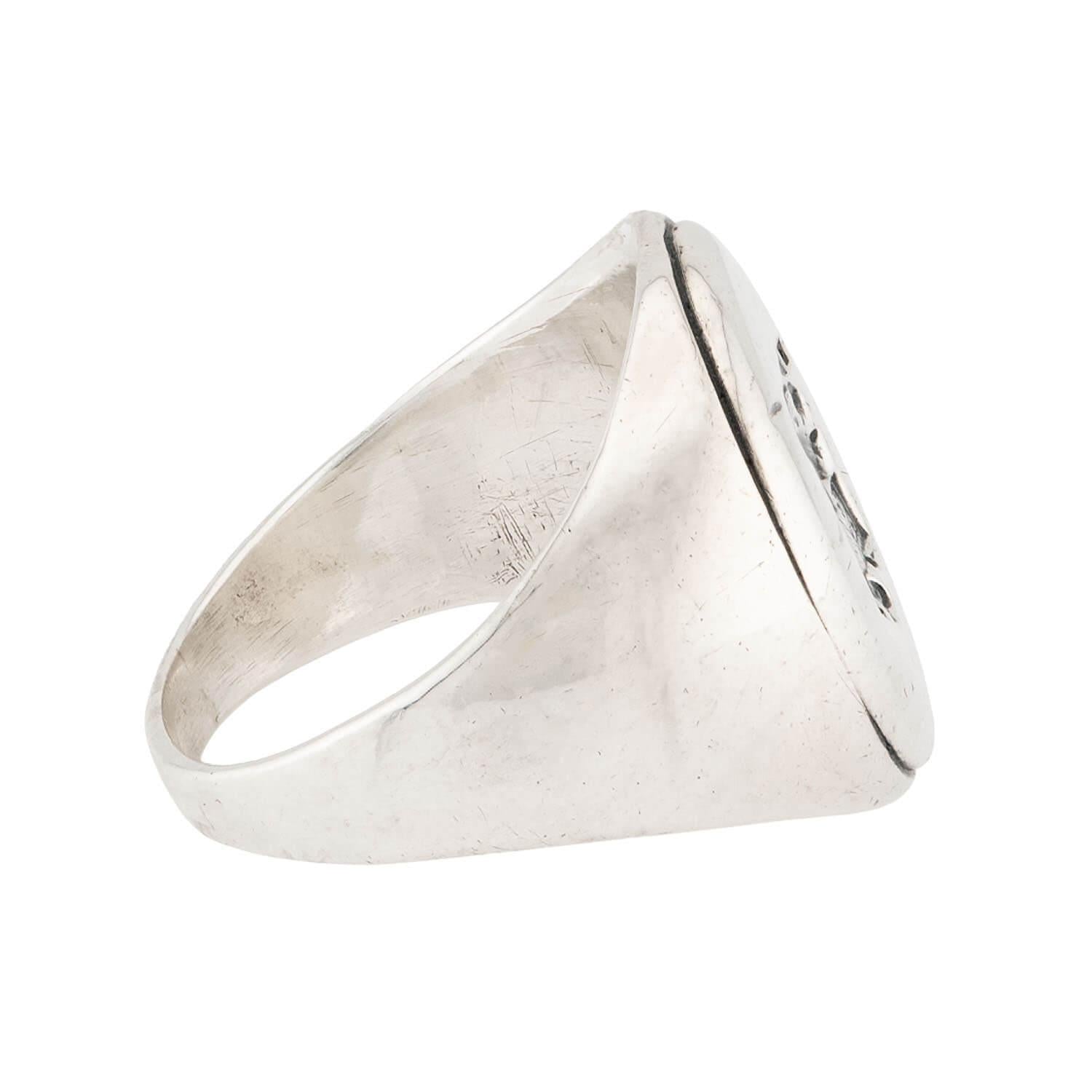 Victorian Sterling Silver Crest Signet Ring