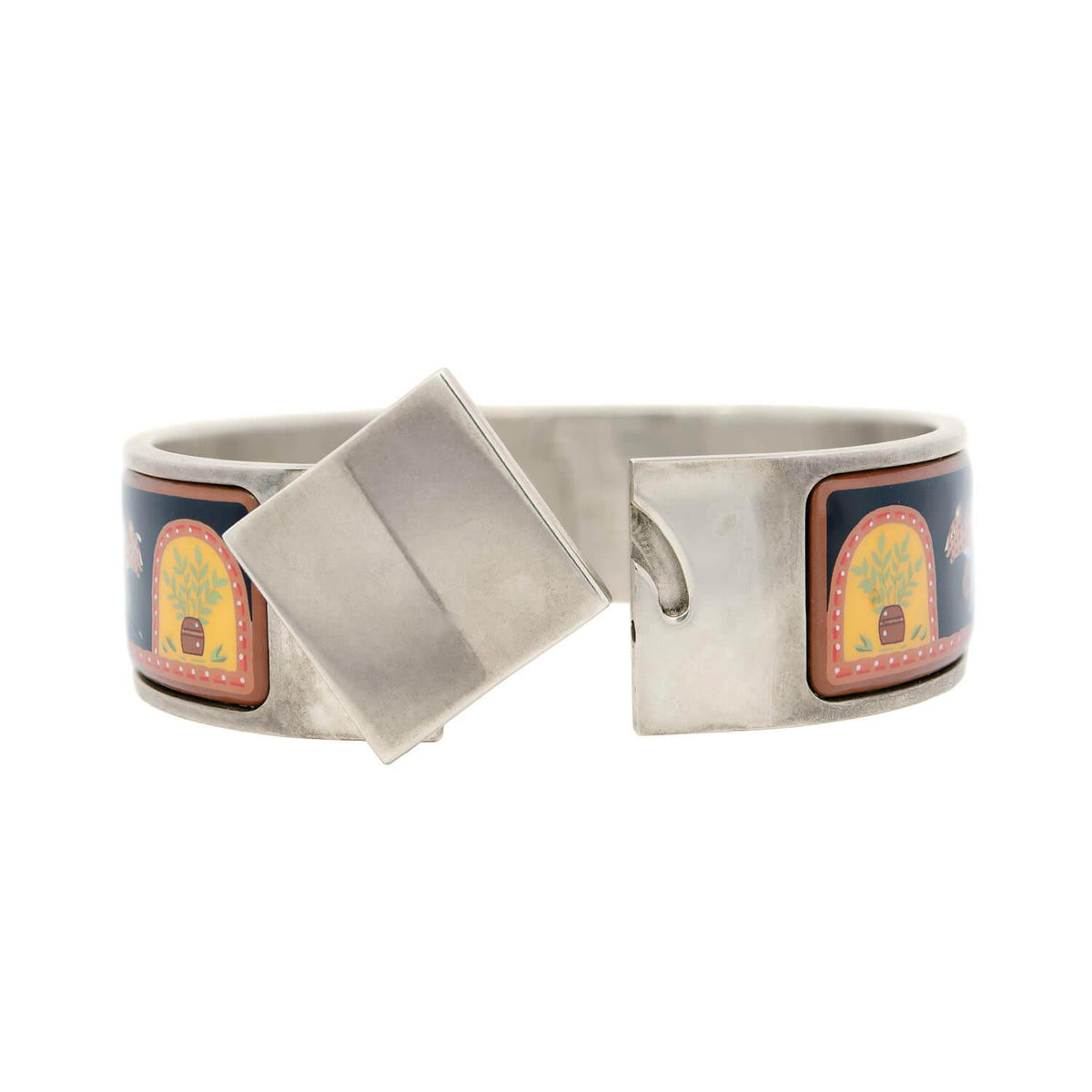 Vintage Hermes Sterling Silver Enamel "Clic Clac" Bracelet