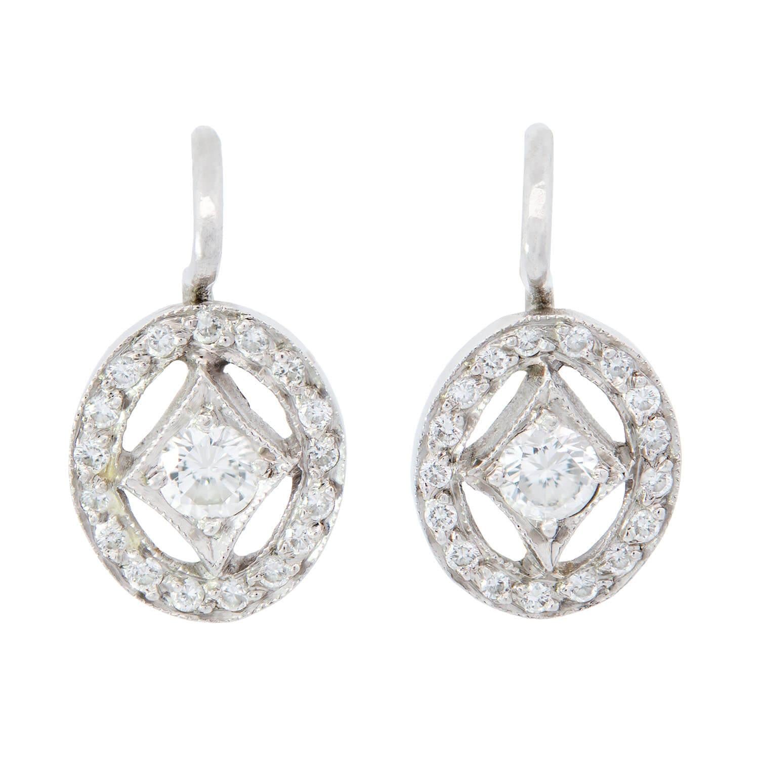 CATHY WATERMAN Estate Platinum Diamond Earrings