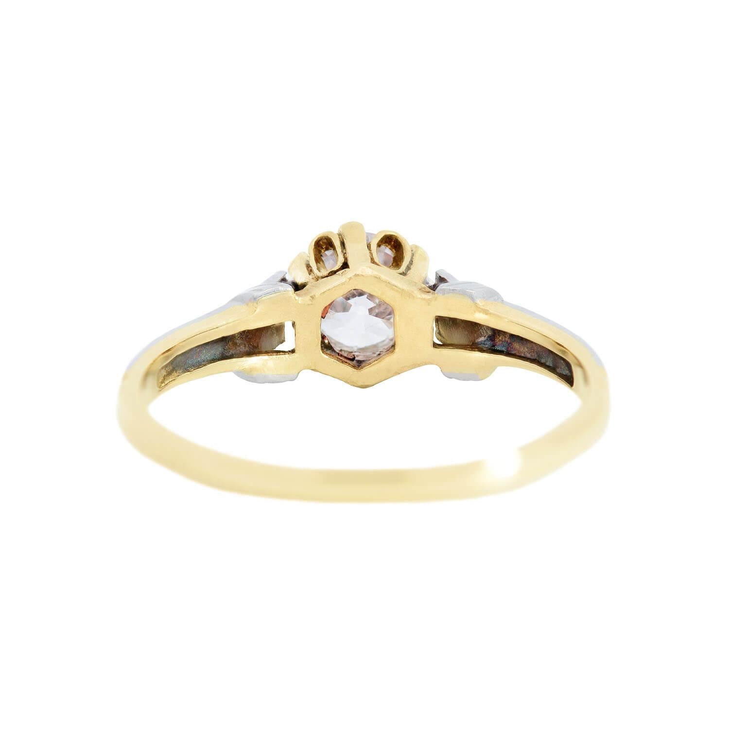 Edwardian 10k White and Yellow Gold Diamond Engagement Ring 0.59ct