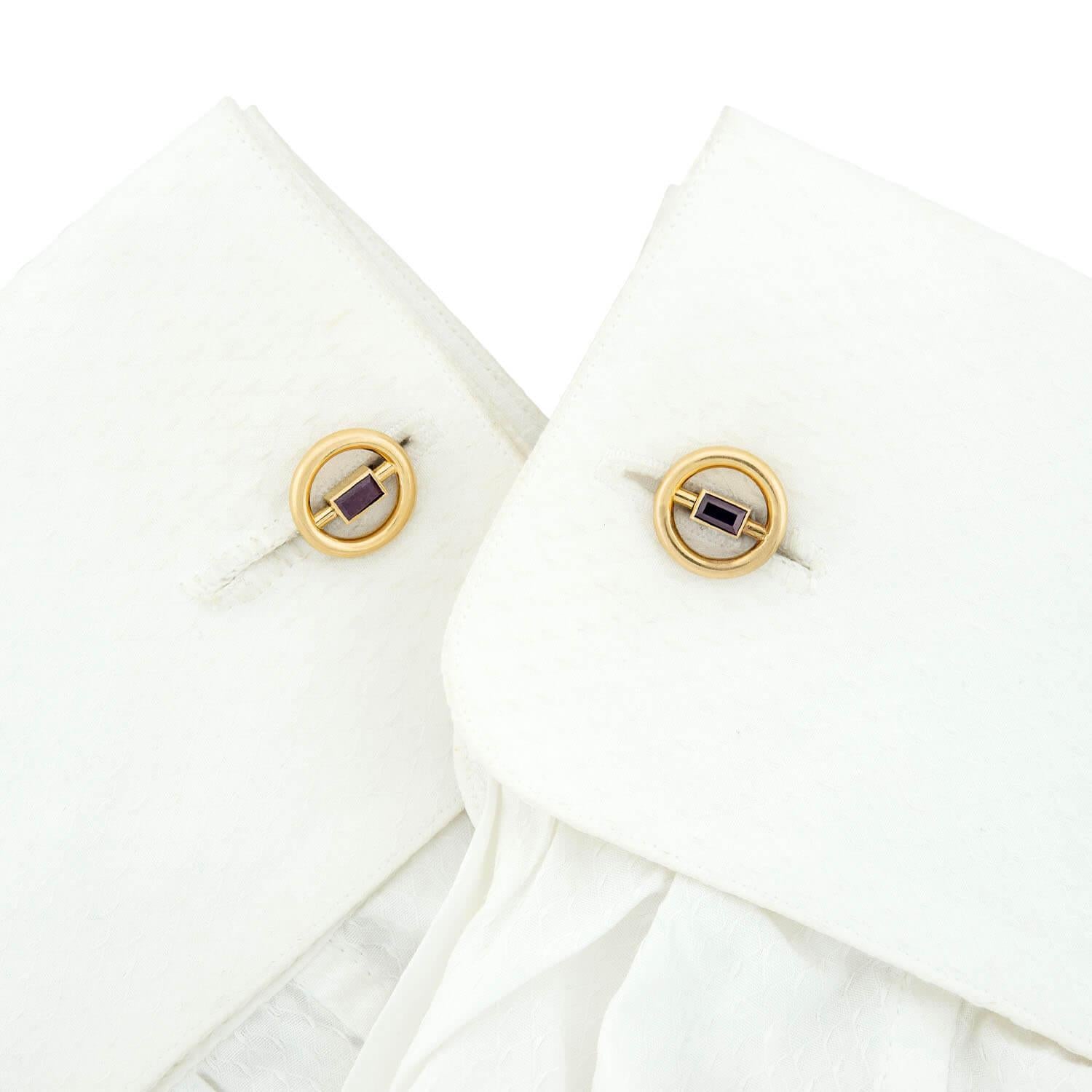 VAN CLEEF & ARPELS Retro 18k Ruby Five Piece Cufflink and Button Set