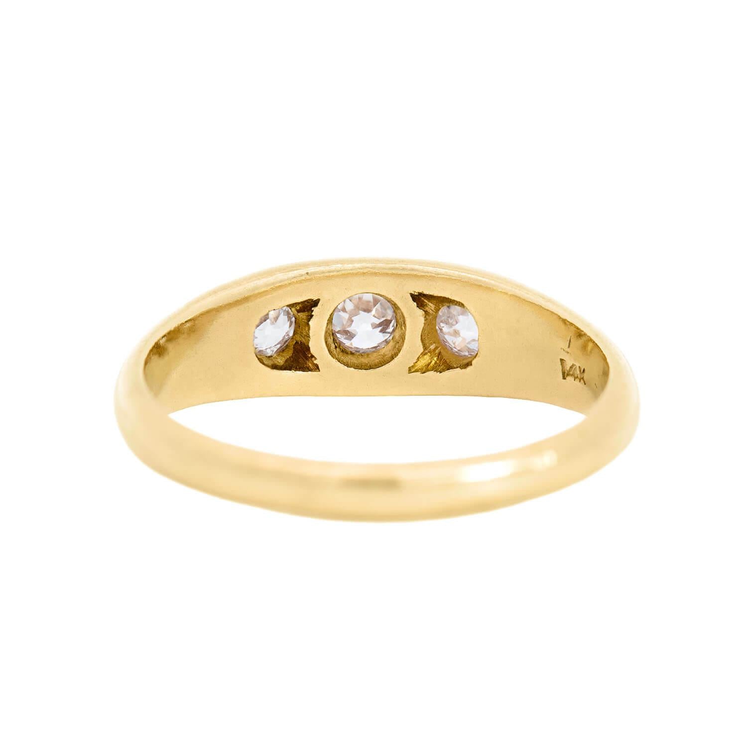 Late Victorian 14k Diamond Three Stone Ring