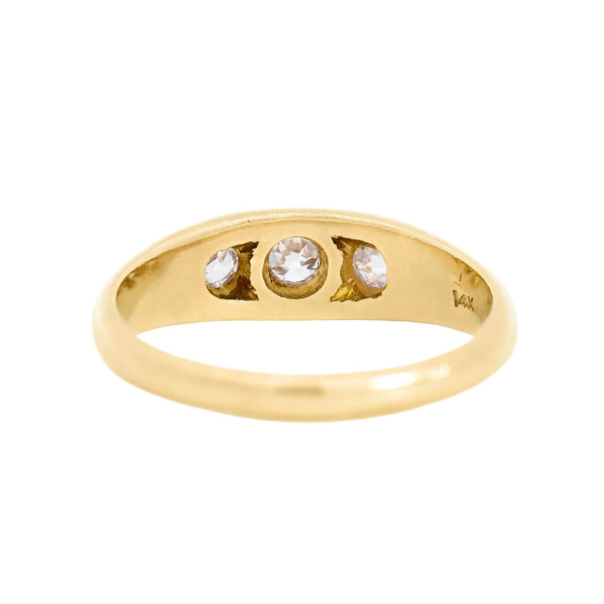 Late Victorian 14k Diamond Three Stone Ring