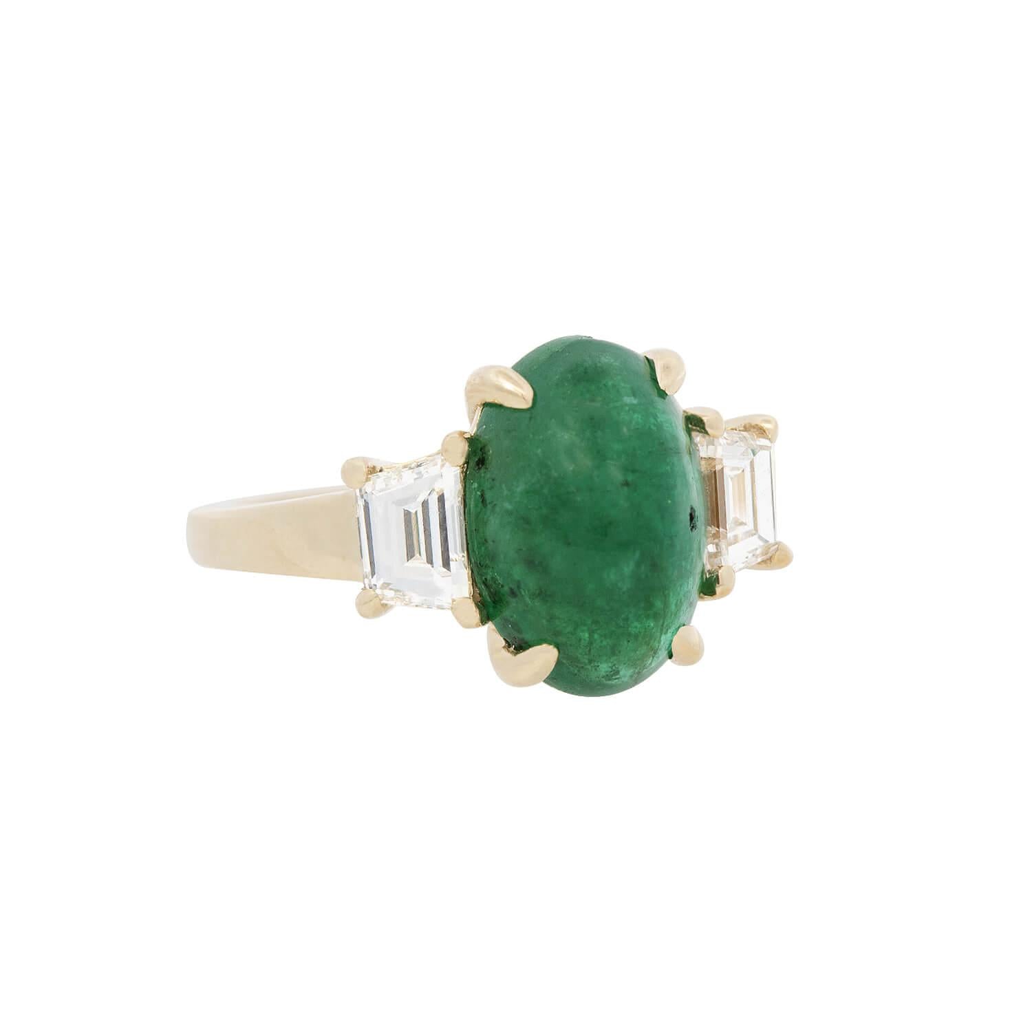 Retro 18k Emerald and Diamond Ring