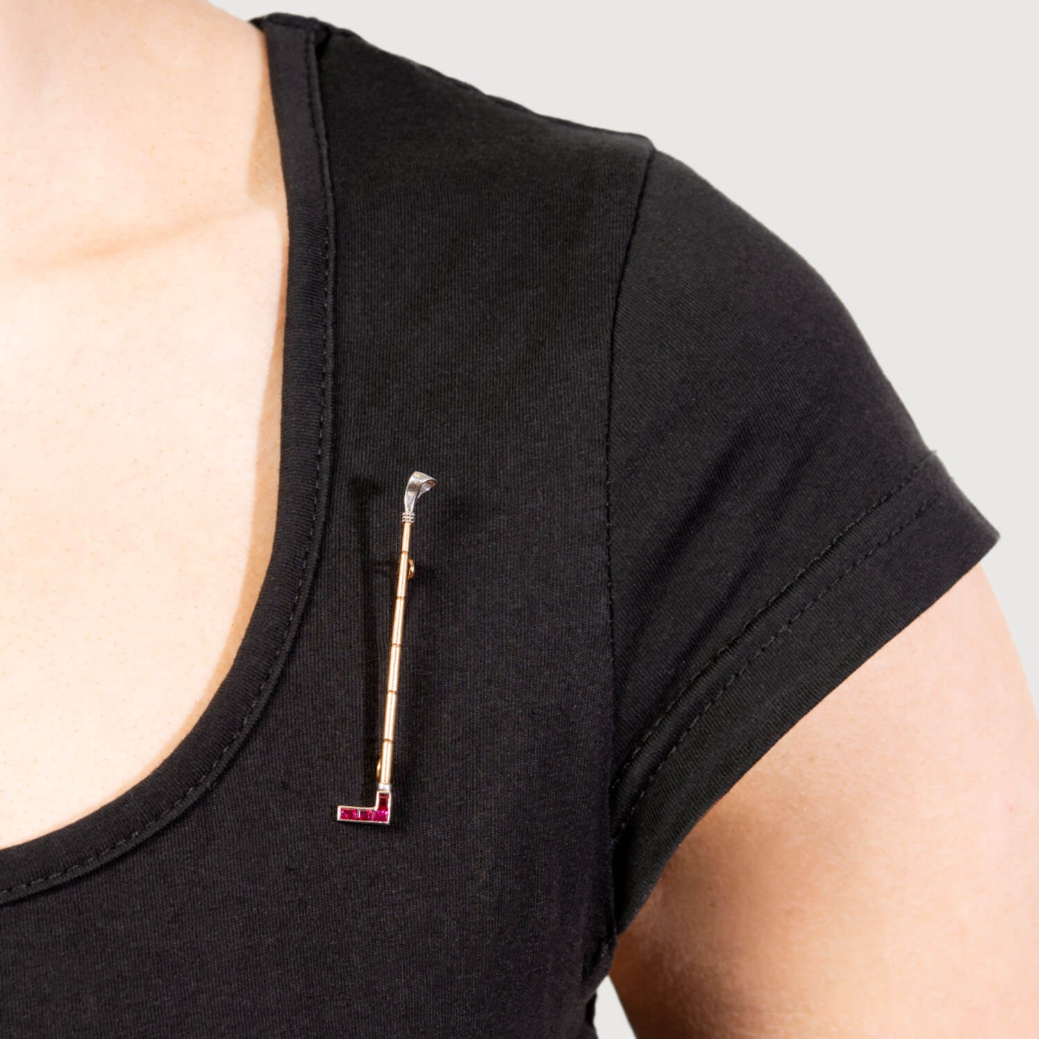 Edwardian 18k/Platinum Ruby Riding Crop Pin