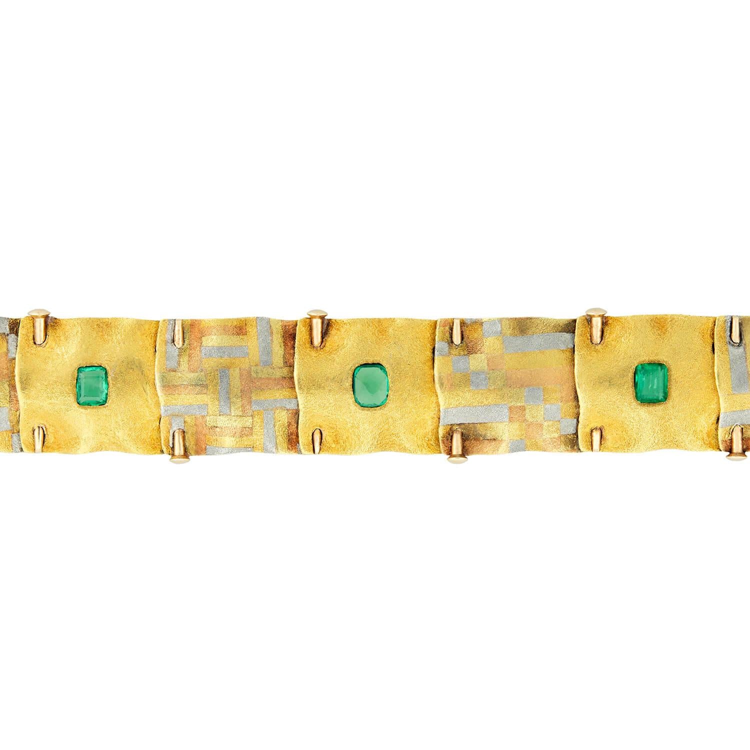 A.J. HEDGES & CO. Edwardian Mixed Metals Emerald Bracelet