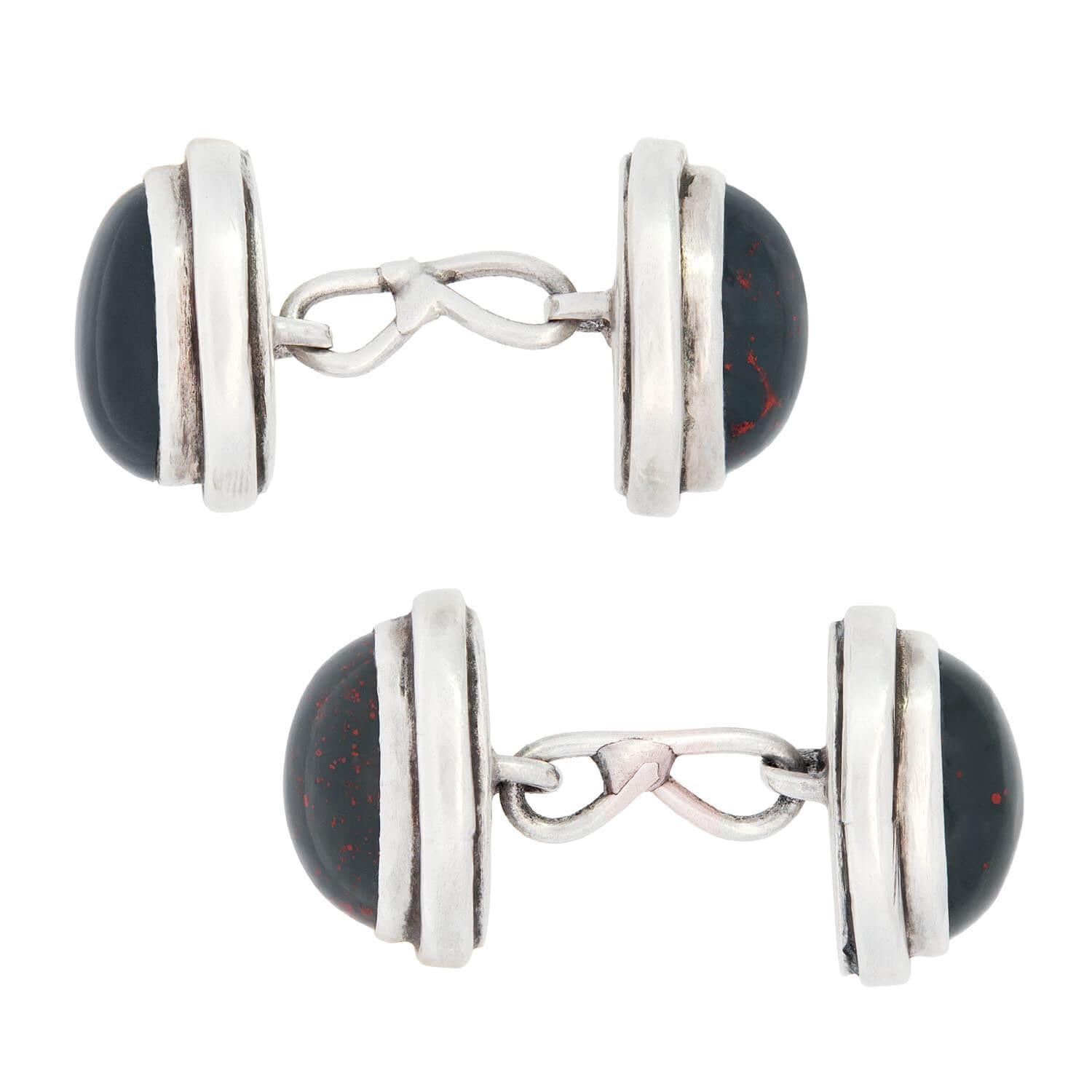 Victorian Sterling Silver Bloodstone Cufflinks