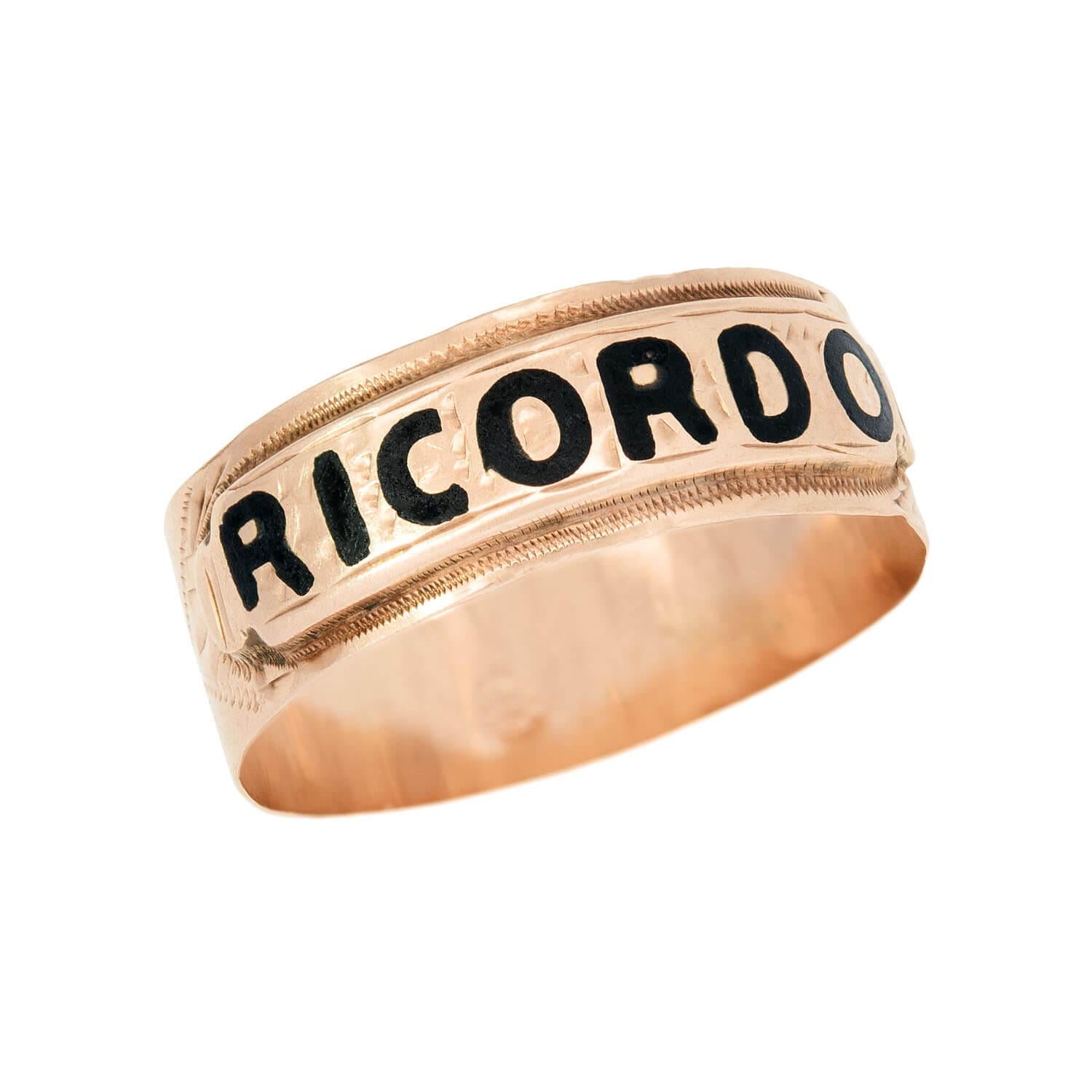 Georgian 14k Mourning "RICORDO" Band