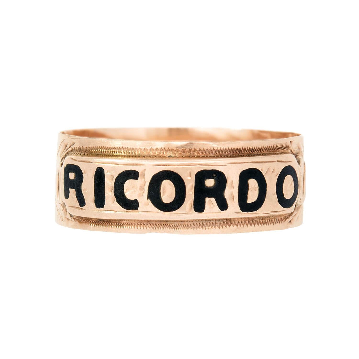 Georgian 14k Mourning "RICORDO" Band