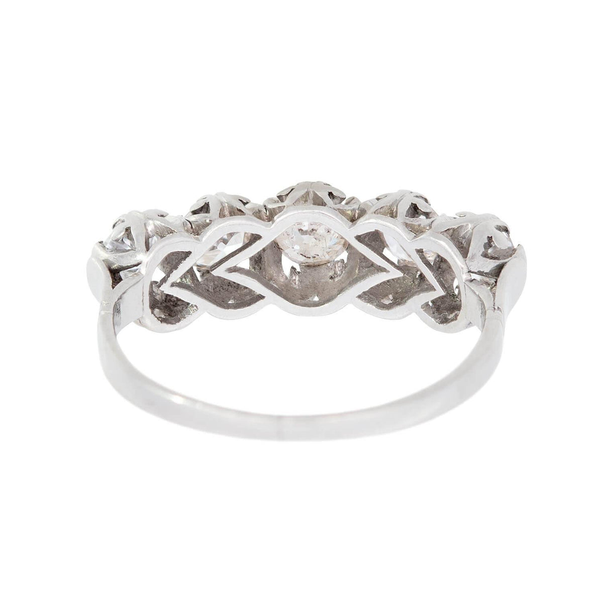 Edwardian English Platinum Diamond Five Stone Engagement Ring 1.20ctw