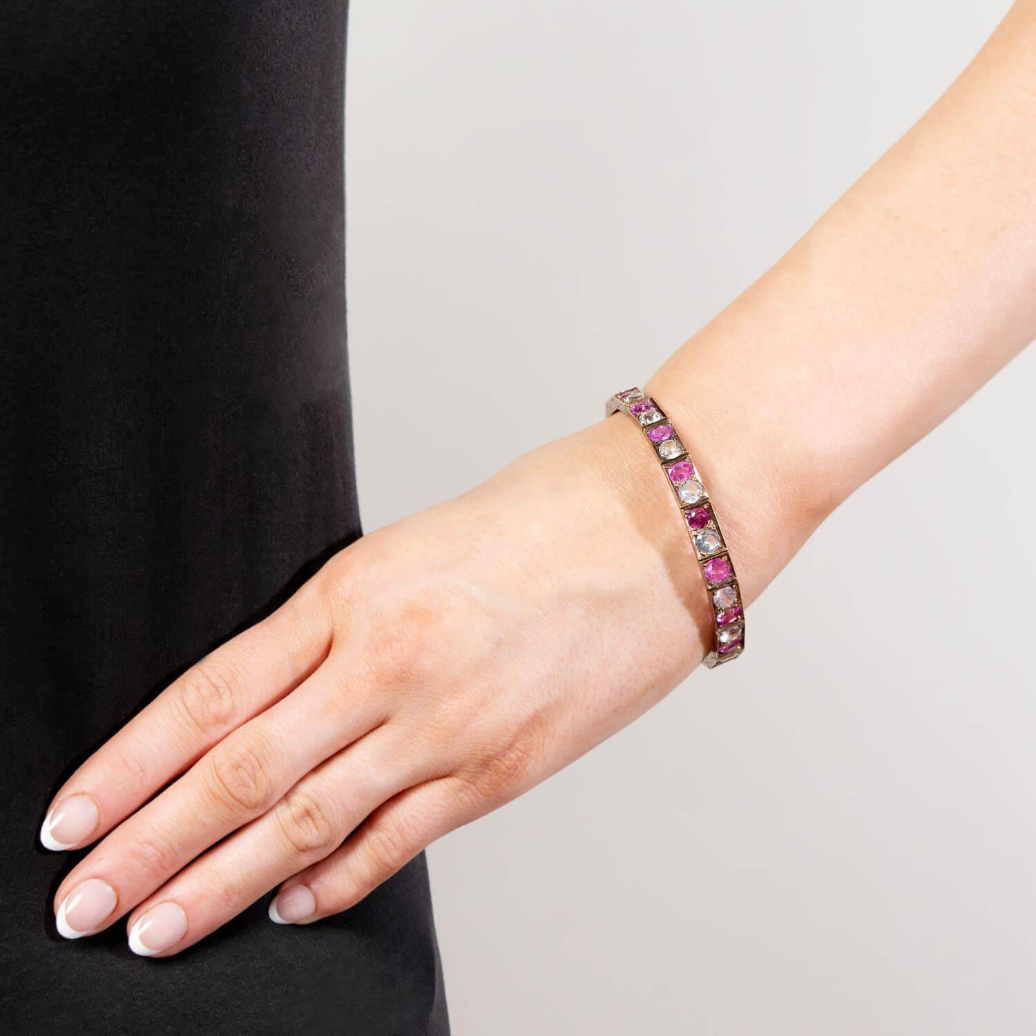 Victorian 14k Ruby and Sapphire Line Bracelet