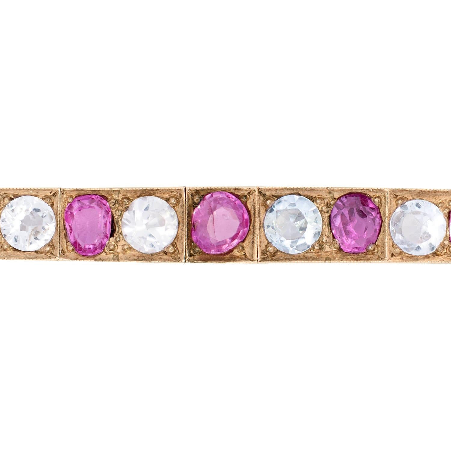 Victorian 14k Ruby and Sapphire Line Bracelet