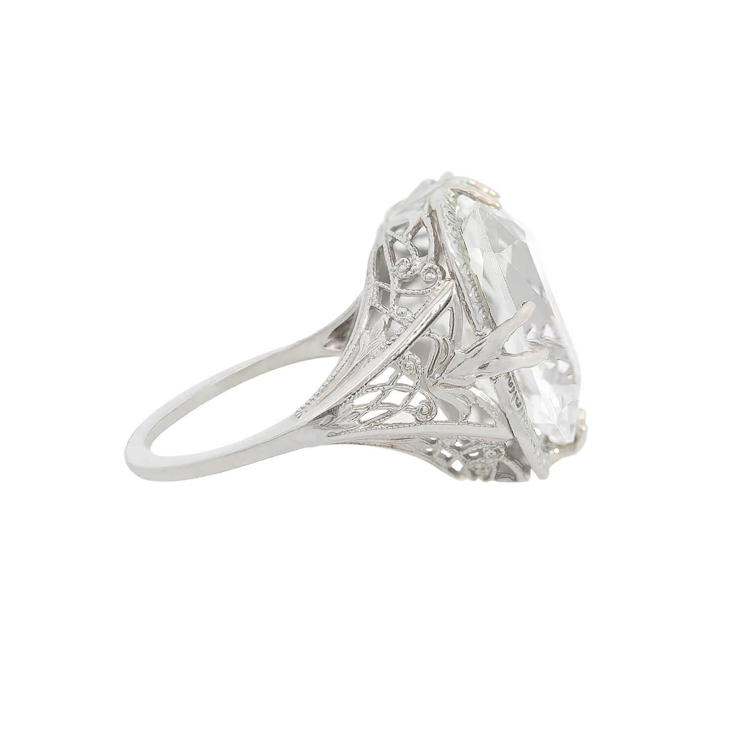 Art Deco 18k Quartz Ring