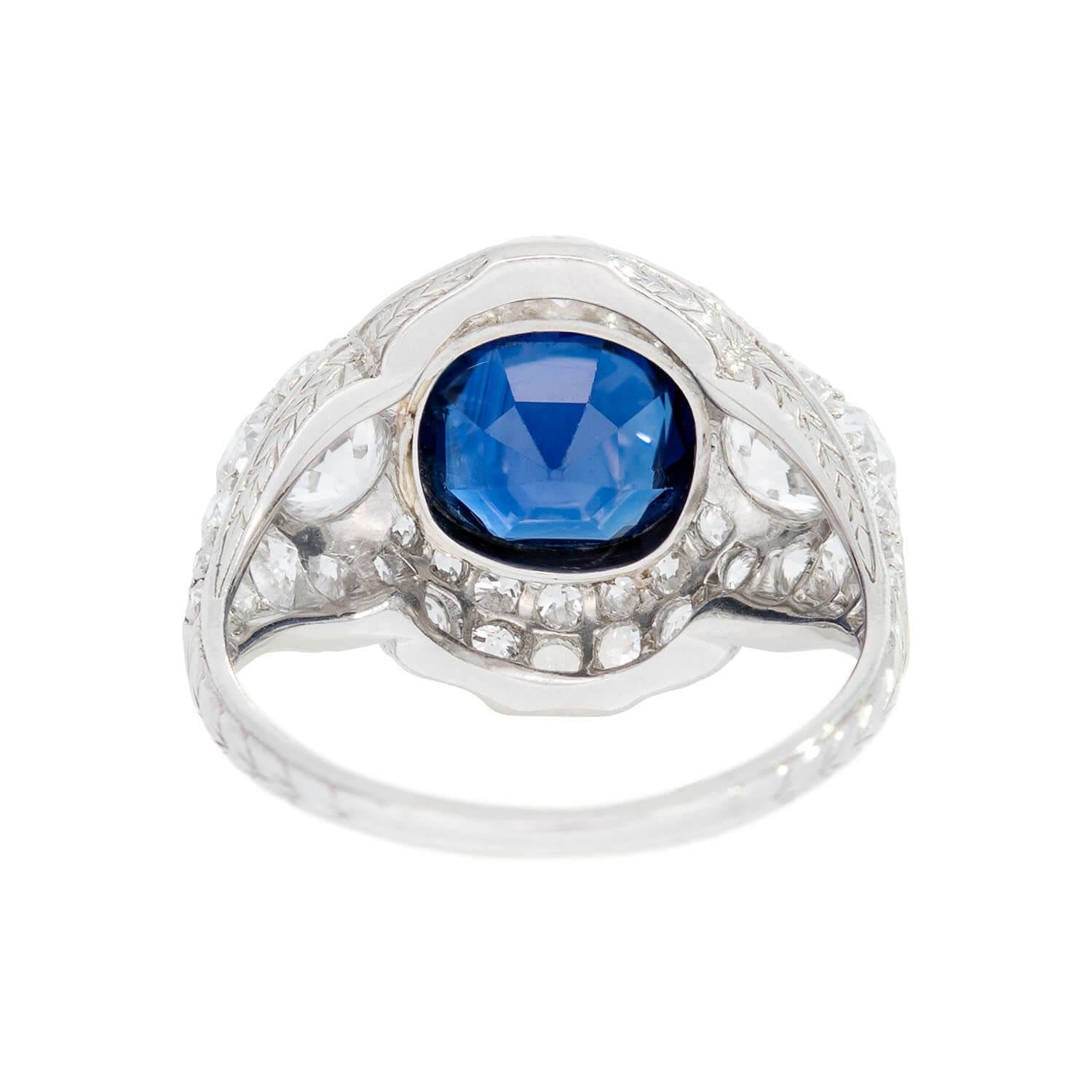 TIFFANY & Co. Art Deco Platinum Sapphire and Diamond Statement Ring