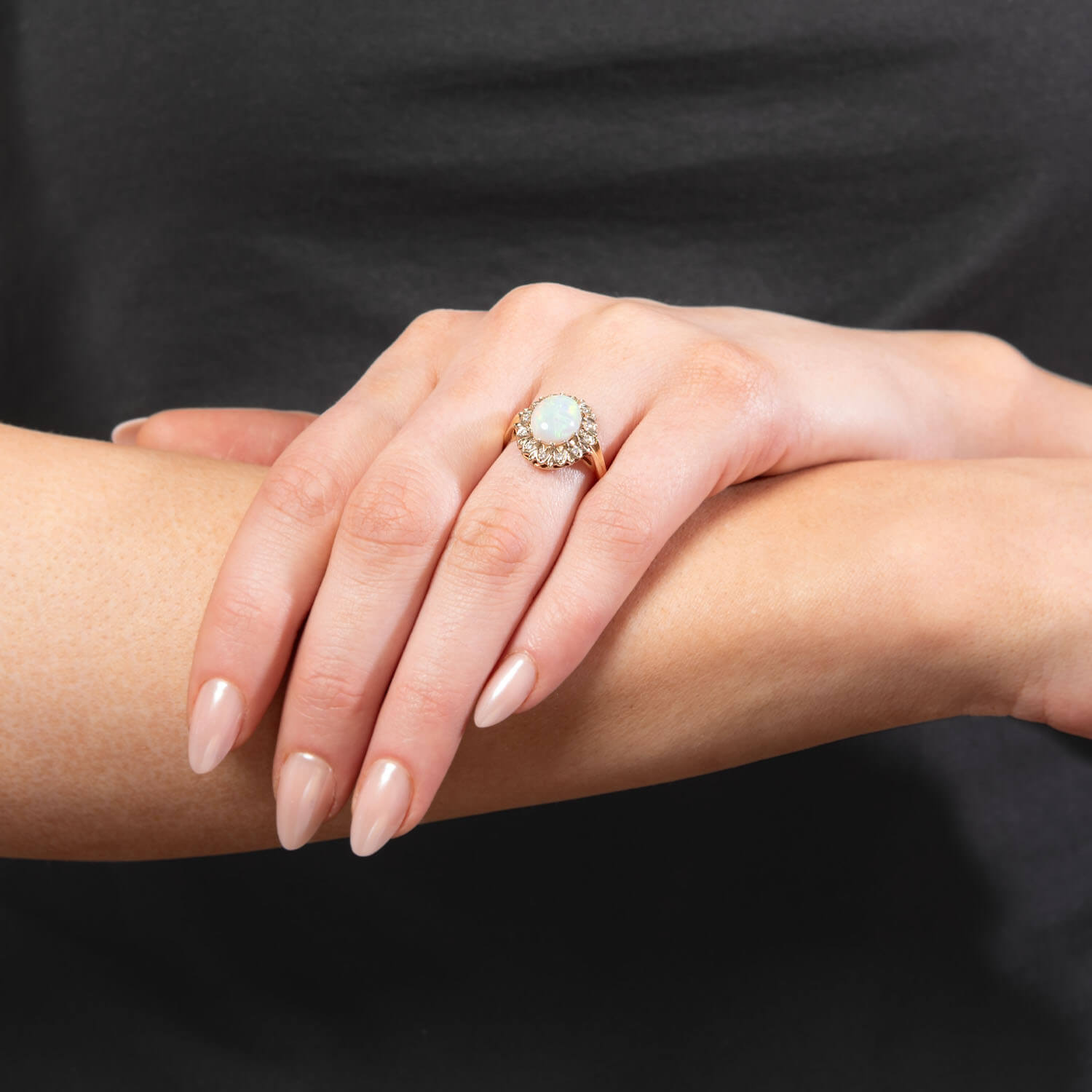 Vintage 14k Opal and Diamond Halo Ring