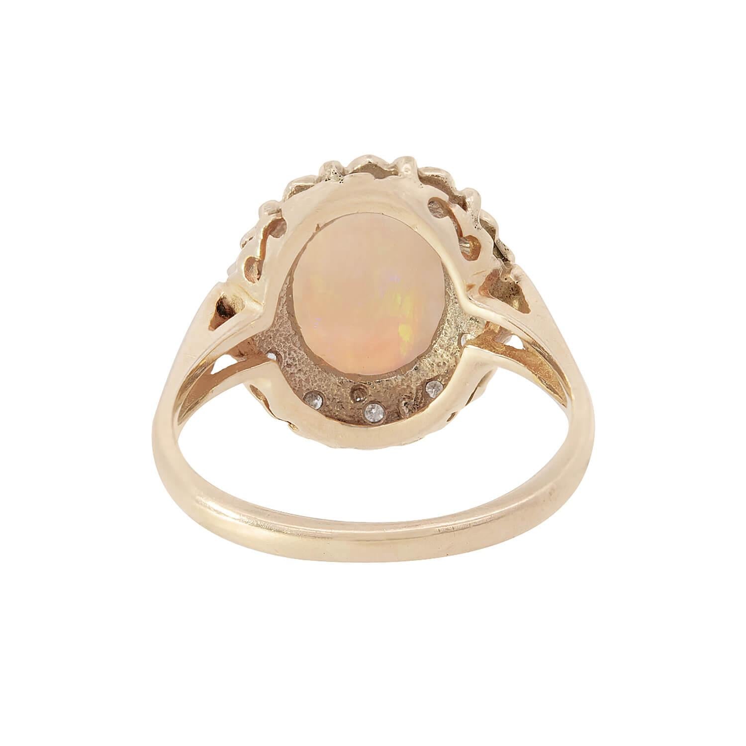 Vintage 14k Opal and Diamond Halo Ring