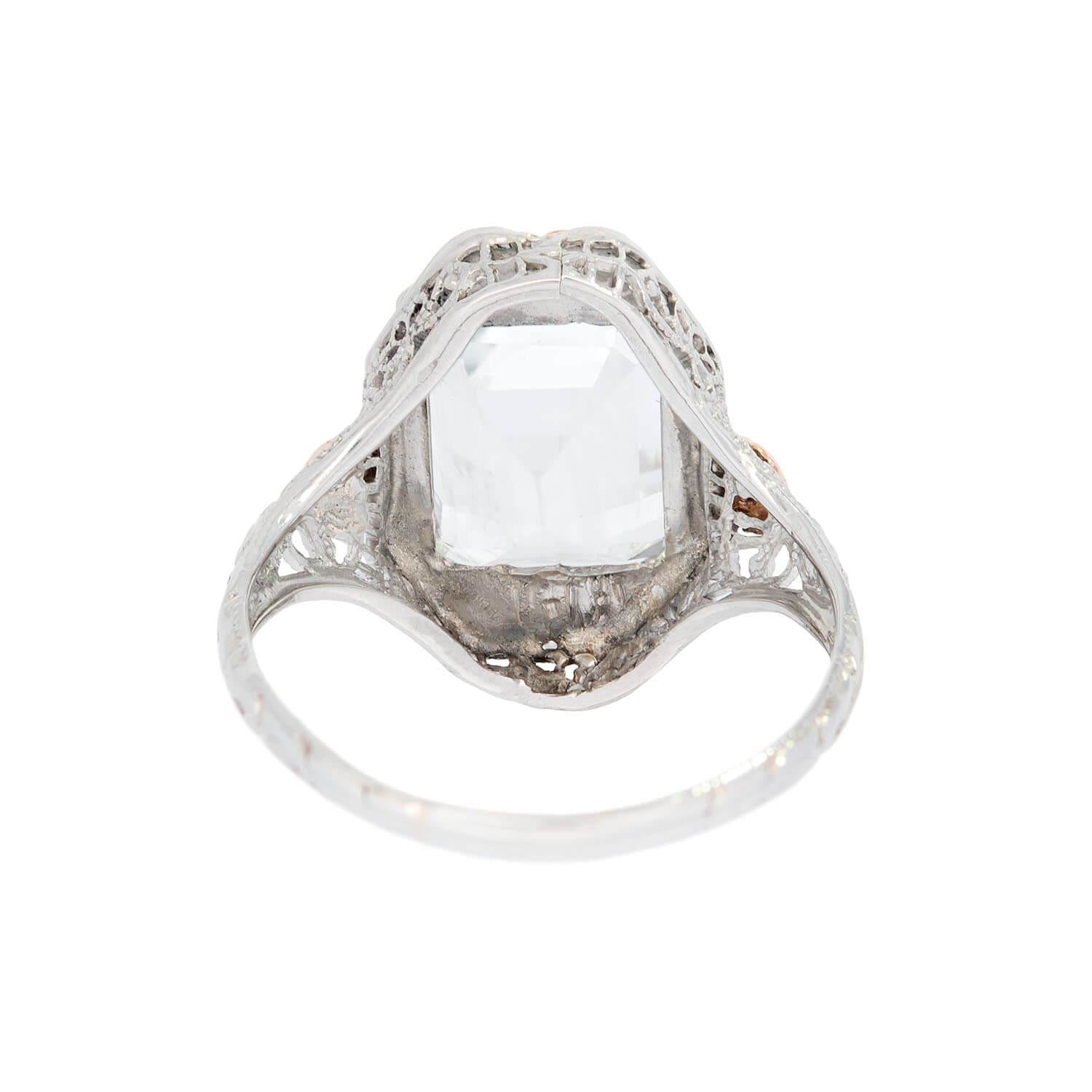 Edwardian 14k Mixed Metal White Topaz Ring