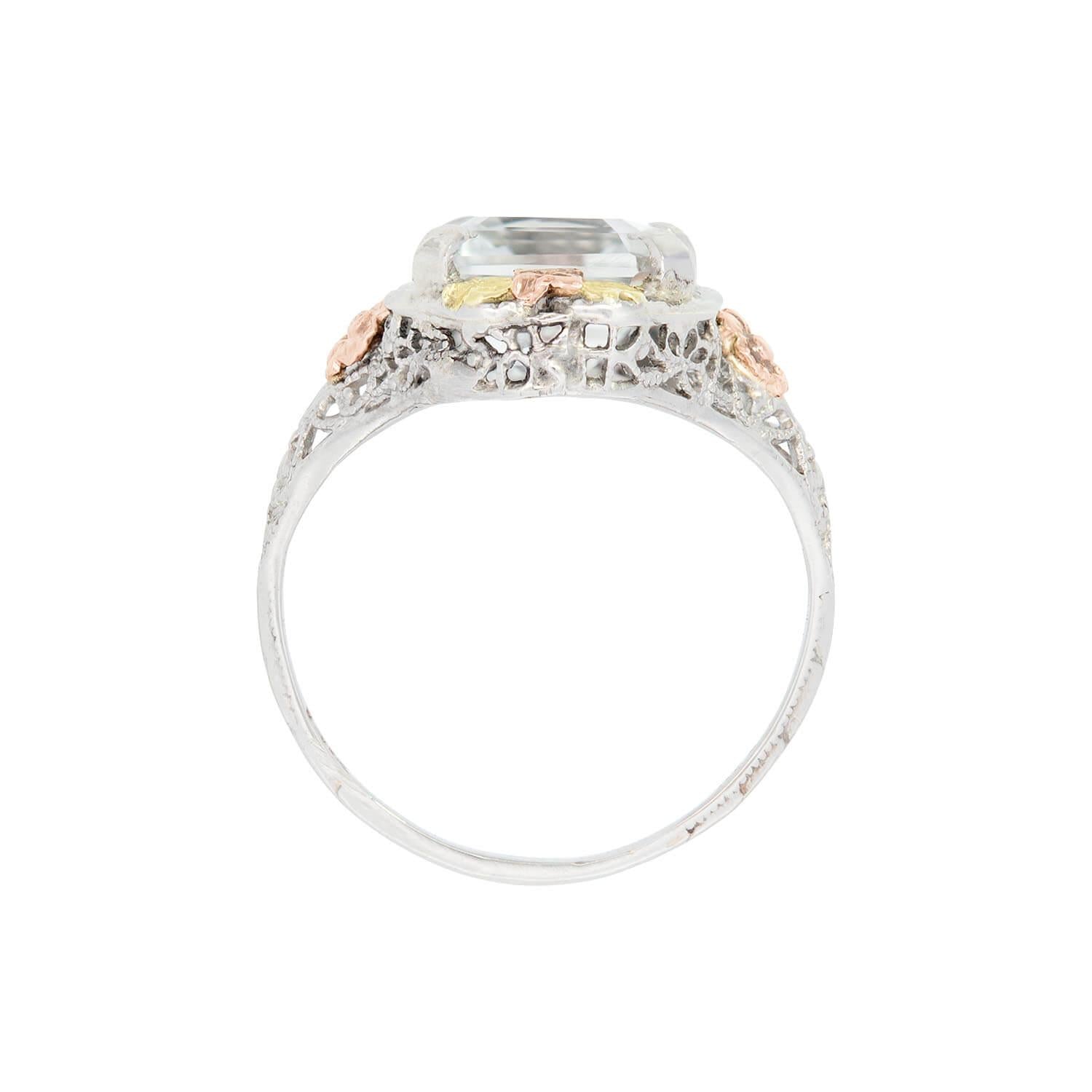 Edwardian 14k Mixed Metal White Topaz Ring