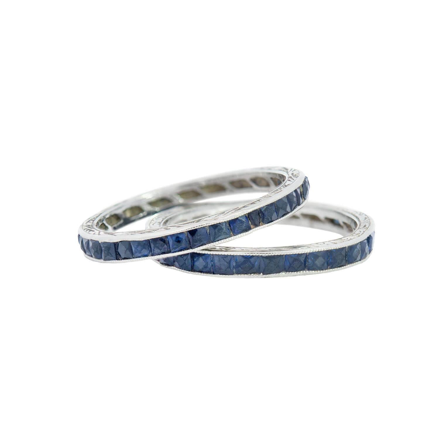 Art Deco 18k Sapphire Eternity Bands