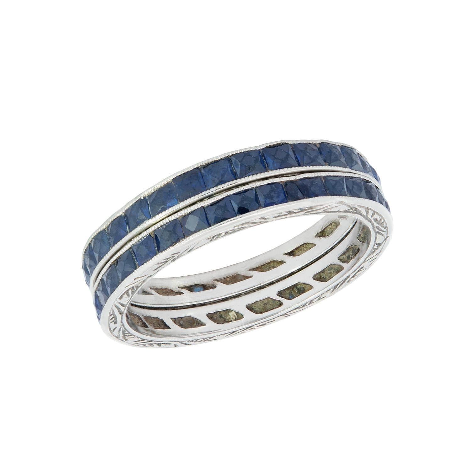 Art Deco 18k Sapphire Eternity Bands