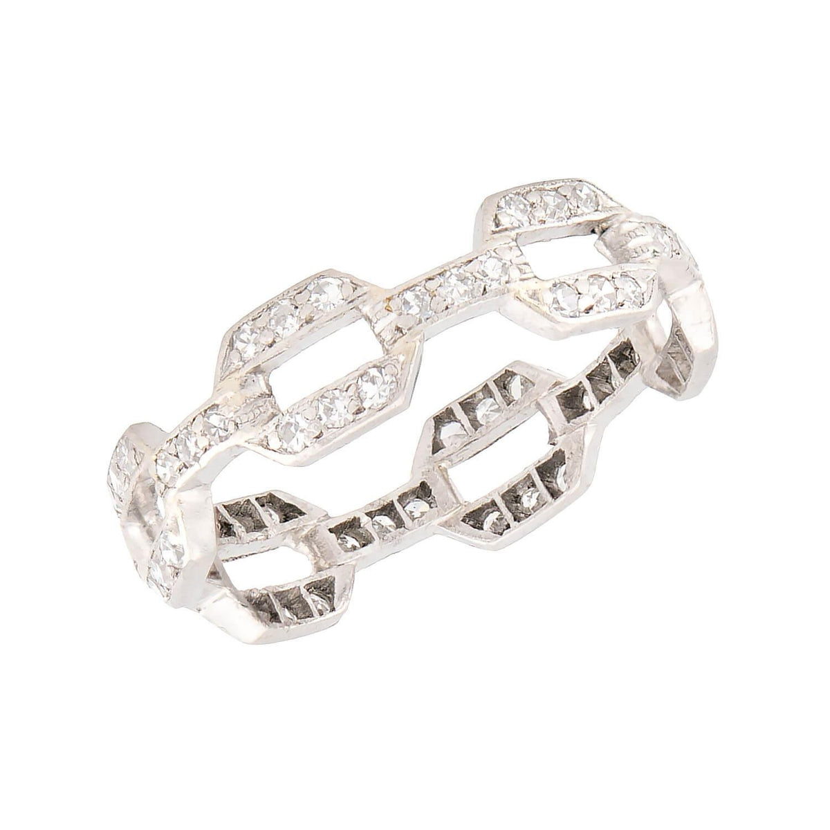 Estate Platinum Diamond Chain Link Ring