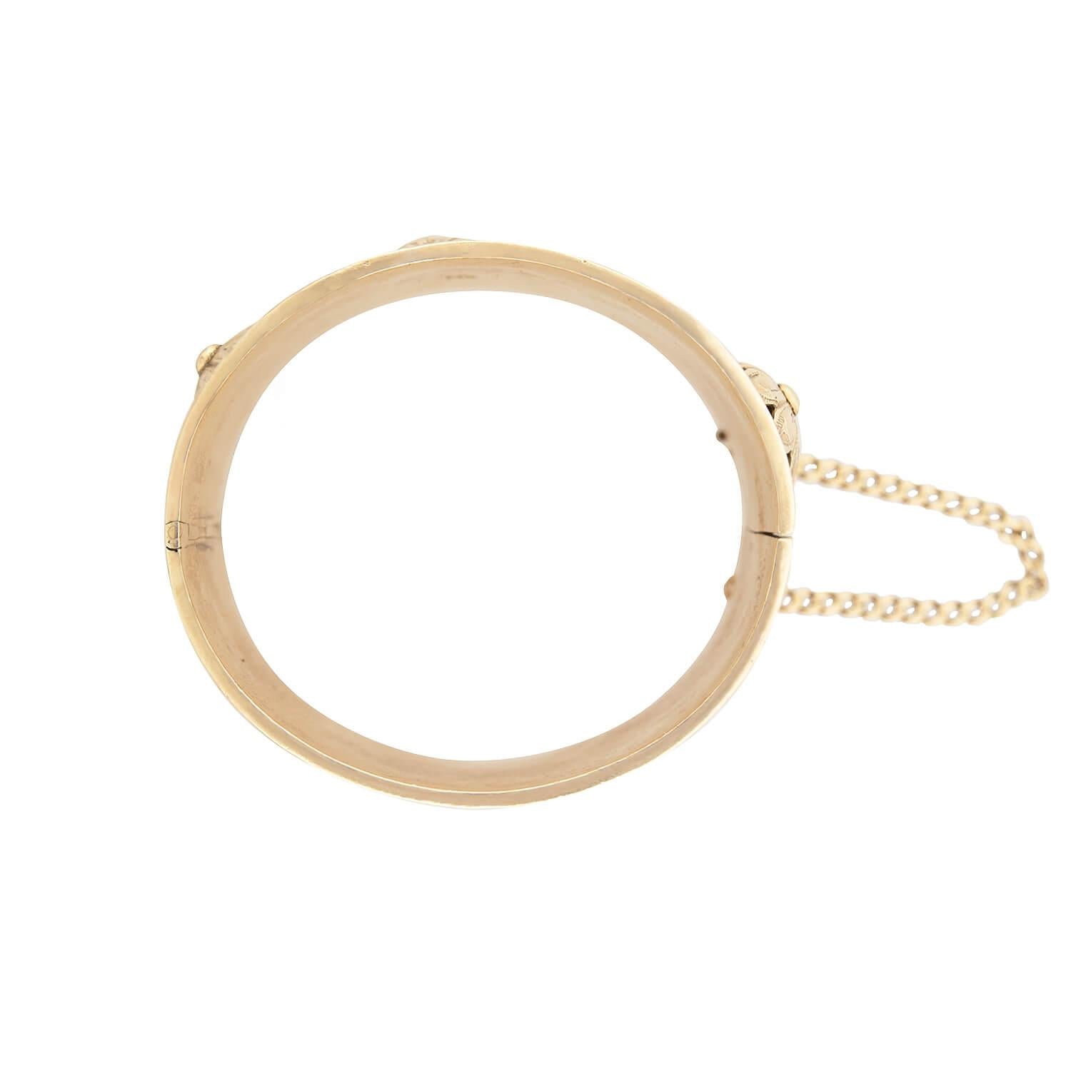 Retro 14k "Gypsy" Roma Bangle Cuff Bracelet