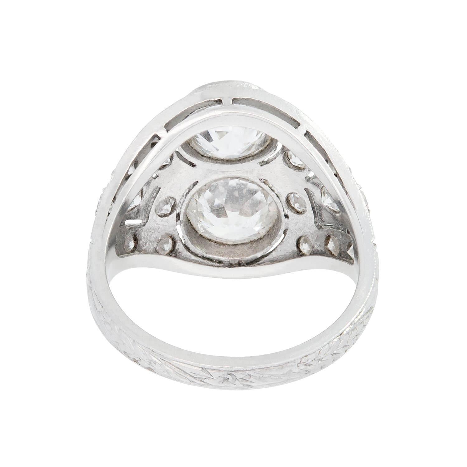 Art Deco Platinum 2 Stone Diamond Ring