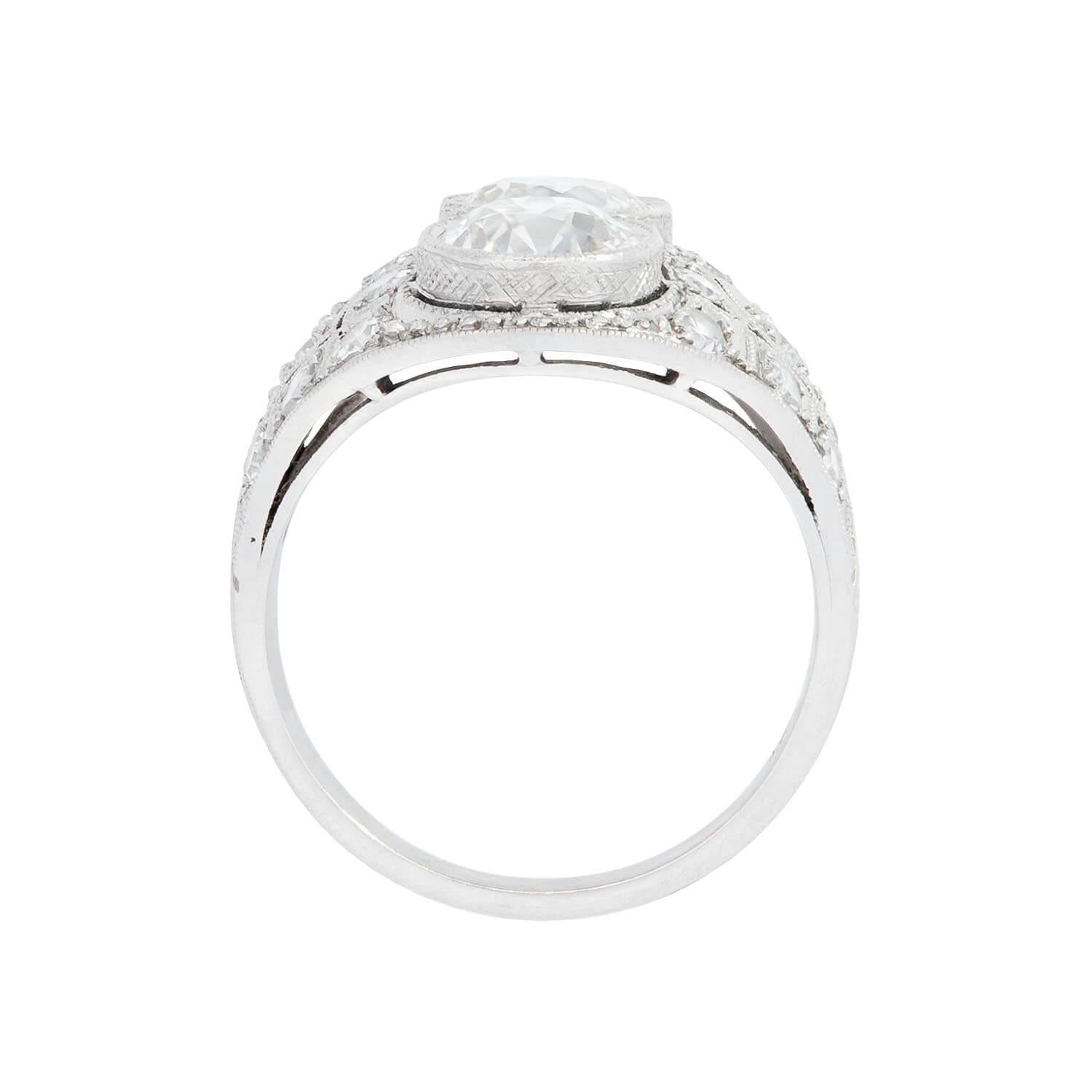 Art Deco Platinum 2 Stone Diamond Ring