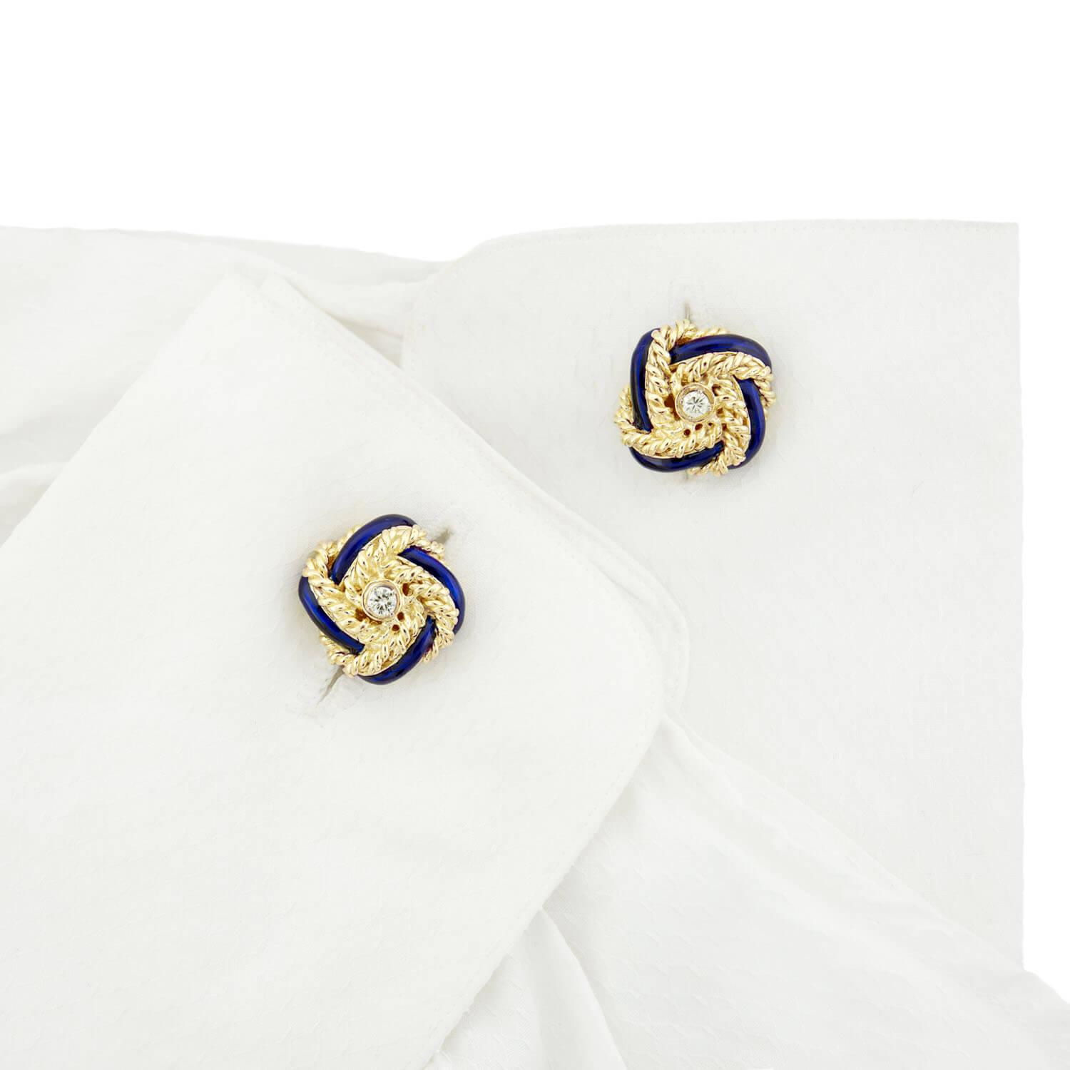 Estate 18k Enamel Knot CuffLinks