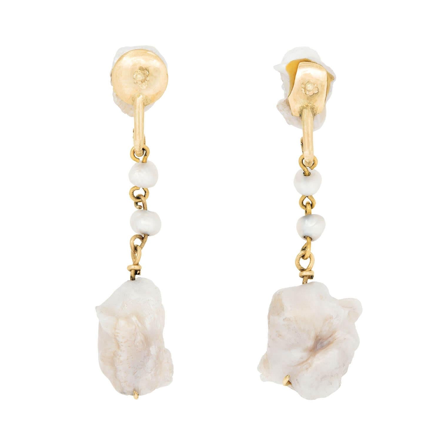 Victorian 14k Pearl Drop Earrings