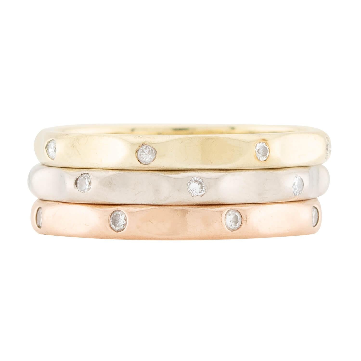 Estate 14k Diamond Mixed Metals Three Band Set