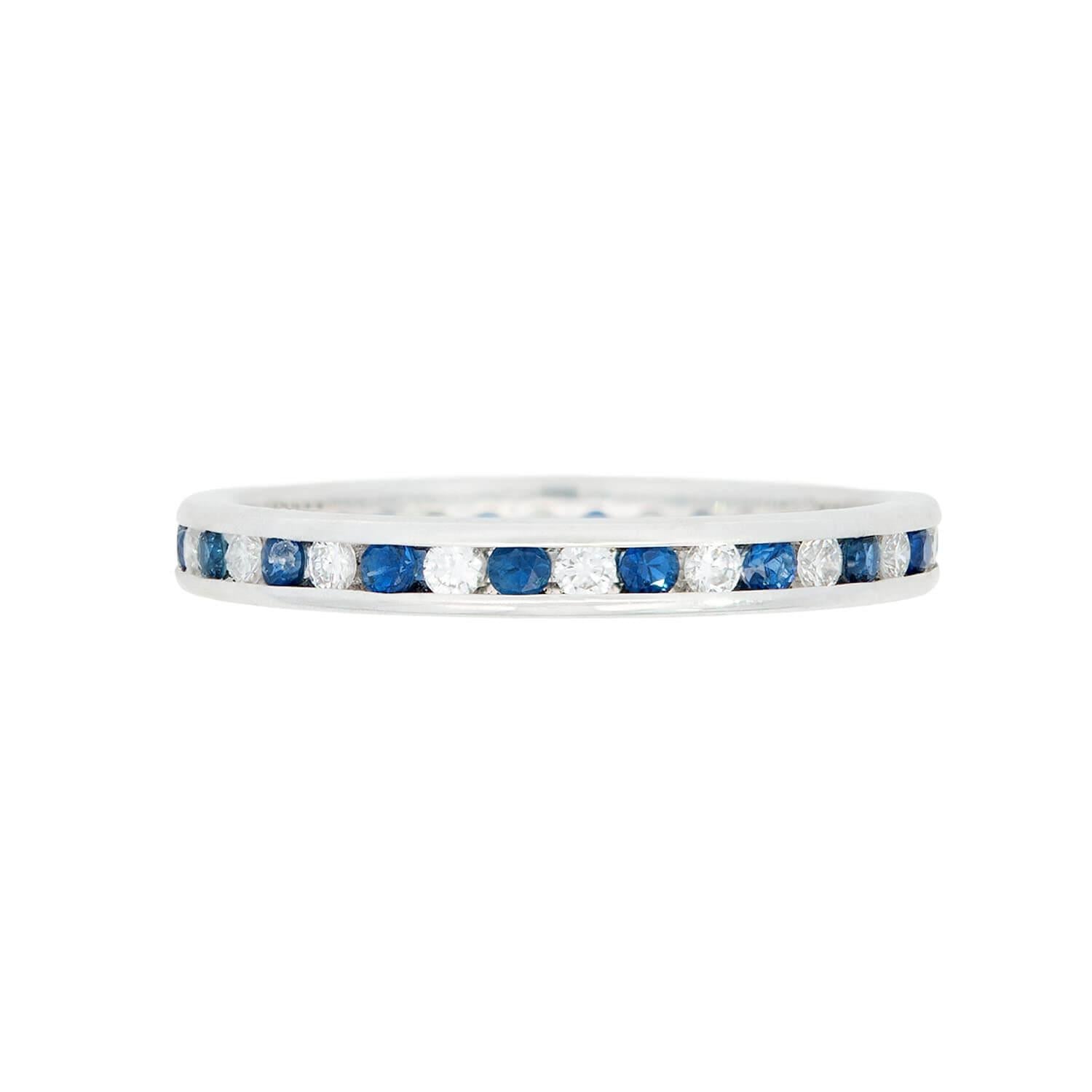 Estate 18k Sapphire and Diamond Eternity Band