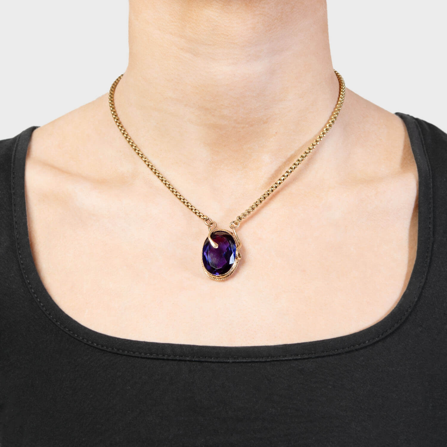 Victorian 14k Amethyst Snake Motif Necklace